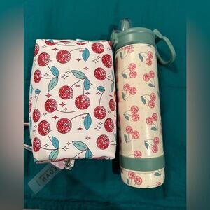 NWT SET - Disco Ball Cherries Makeup bag and water Bottle Tumbler
